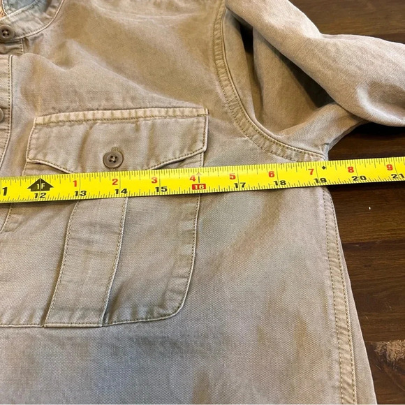 Madewell Pop Over Shirt Utility Military Tunic Oversized Long Line Tan Ash Green - Picture 12 of 13